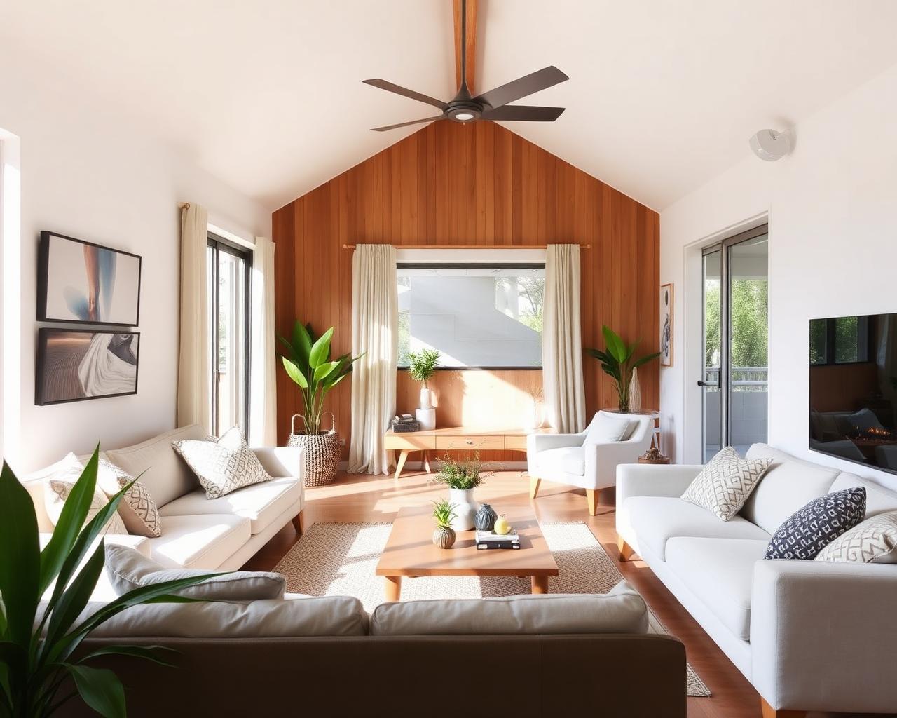 Bright, accessible living room of a supported accommodation home