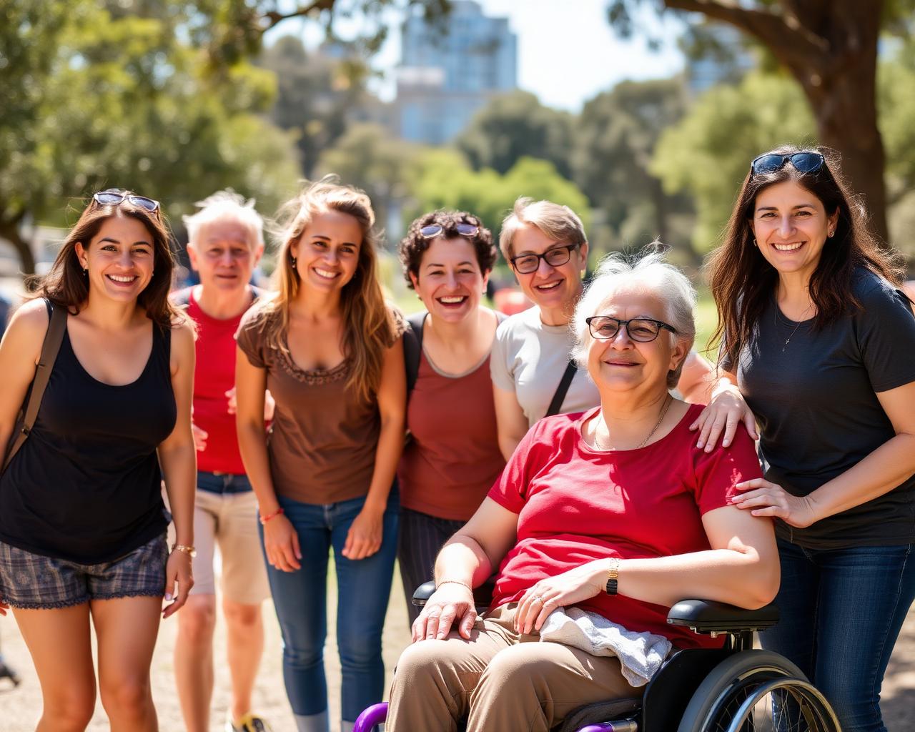 A diverse group enjoying a community day out in a Sydney park
